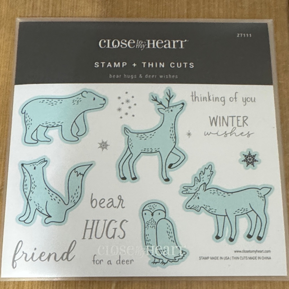 Close To My Heart Winter Animal Stamp + Thin Cuts - Light Teal